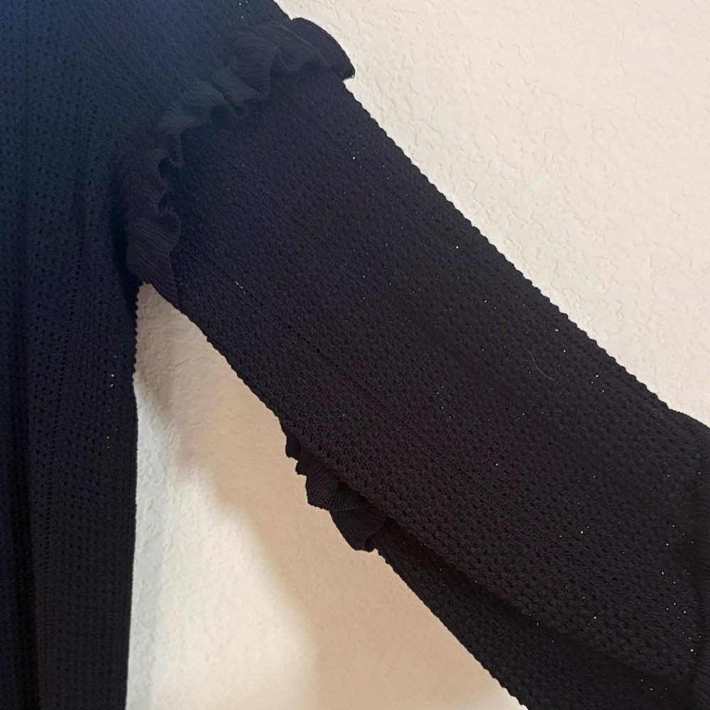 Express Black Ruffle-Trim Cardigan - Picture 7 of 7